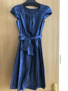 [中古] 謝恩会 結婚式用 ネイビードレス パニエ付き