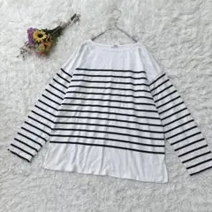 美品＊GLACIER　コットン長袖Tシャツ　カットソー　ワイド　ストライプ　白黒