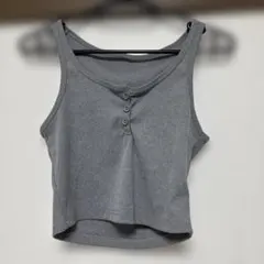 スリムフィット クロップトップ タンクトップ グレー