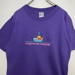 Disney ディズニー　Tシャツ　プーさん　サイズL デカロゴ　入手困難　古着