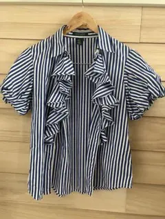ラルフローレン ストライプ フリル 半袖 ブラウス　シャツ ストライプ 美品のサムネイル