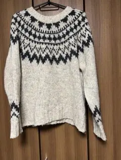 ユニクロ　フェアアイルクルーネックセーター　ナチュラル　Ｌ