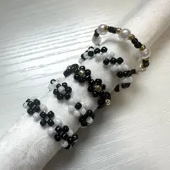 ハンドメイド ビーズリング 5点セット