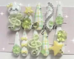 ネイルチップ 現品 ウィッシュコア クローバー 平成女児 音符 星 チェック