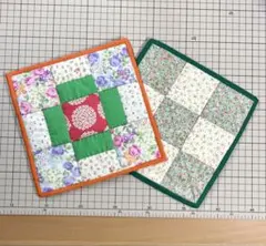 手縫い【パッチワーク】敷物 / ミニマット 26 0207 - 2