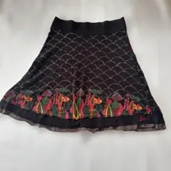 Desigual フレアスカート ブラック 総柄のサムネイル