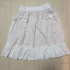 ホワイト フレアスカート リボン付きのサムネイル