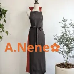 A.Nene アトリエ ネネ エプロンドレス 国産リネン ブラウン×朱