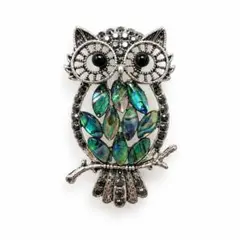 アバロン フクロウのブローチ