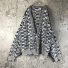 Y1015古着　ニットカーディガン　総柄　90s Y2K