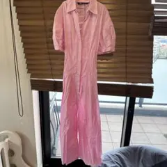 値下げ！2回着用ZARA ピンク シャツワンピース 半袖