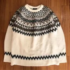 BEAMS HEARTビームス ハート ノルディック柄 ニット アイボリー M