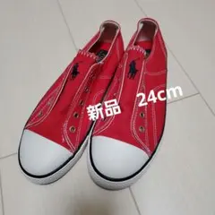 新品　Polo Ralph Lauren レッド スリッポンスニーカー 赤のサムネイル