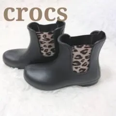 【極美品】crocs クロックス レインブーツ ショートブーツ レオパード柄のサムネイル
