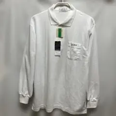 メンズ 白 長袖ポロシャツ LL