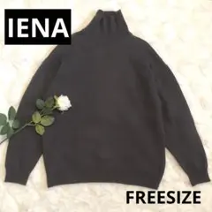 IENAウールタートルネックセーターFREESIZEダークブラウンゆったり