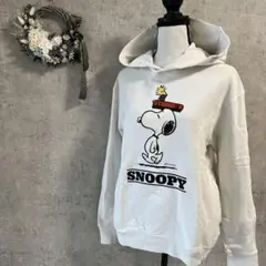 キッズ【ユニクロ】スヌーピー フード付きパーカー 白　160cm キャラクター