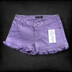 【未使用】00s y2k 裾フリル カラー デニム ショートパンツ ギャル