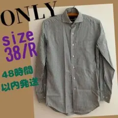 ONLY スリムフィット　ストライプシャツ　ホワイト×グレー　size38/Rのサムネイル