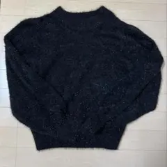 ラメ入り シャギーニット ブラック L