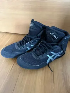 asics ボクシングシューズ 黒/水色 a555.jpg