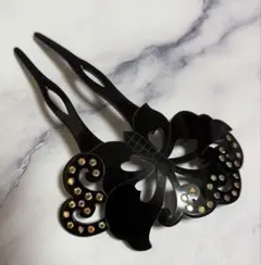 蝶　ビジュー　バタフライ　かんざし　髪飾り　レトロ　ヴィンテージ　レトロ　昭和