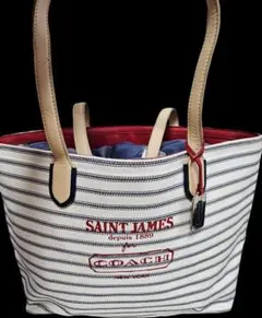 COACH SAINT JAMES ストライプトートバッグ