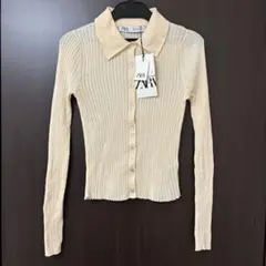 新品タグ付き　ZARA リブニット　コットンカーディガン