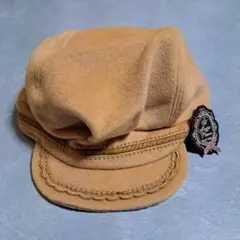 取り外しブローチ付きウール混デザインキャスケット