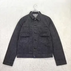 ブルーレーベル【L】黒系 デニムジャケット 厚手 綿素材 カジュアル 春秋 羽織のサムネイル