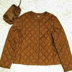 美品✨UNIQLO パフテックキルティングジャケット L ブラウン 収納袋付き