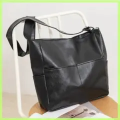 ショルダーバッグ レディース PUレザー 大きめ ブラック 軽量 斜め掛け 無地
