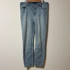 タートルズ スリムアンクルデニムXL青無地ストレッチ美脚パンツ