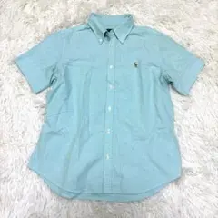 【美品】ラルフローレン 半袖 オックスフォードシャツ ボタンダウン ブルー M