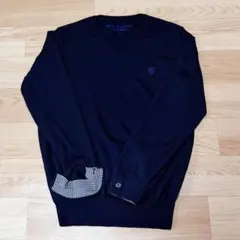 ブラックレーベルクレストブリッジ　濃紺　羊毛セーターVネック ニット　L