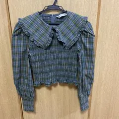 ZARA チェック柄フリルブラウス 長袖