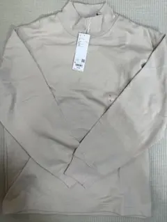 新品　UNIQLO U ブラッシュドモックネックTシャツ L ベージュ