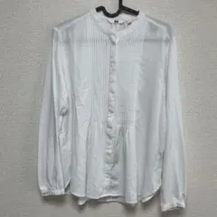 【UNIQLO】ピンタックブラウス Mサイズ ホワイト 白 長袖ブラウス