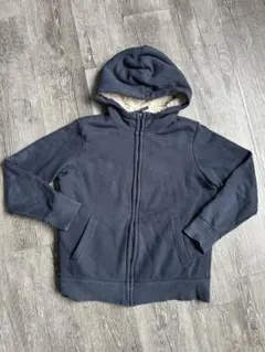 ユニクロ　ネイビー フリース裏地 フード付きパーカー　150