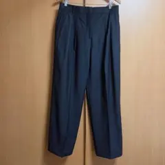 ZARA ウール混 タックパンツ M ネイビー