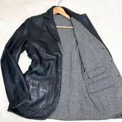 美品✨ レトログレード ラムレザー テーラード リバーシブル ヘリンボーン 黒