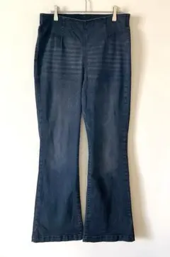 KnoxRose フレアデニムパンツ【XL】濃紺 ストレッチ 美脚 ハイウェスト