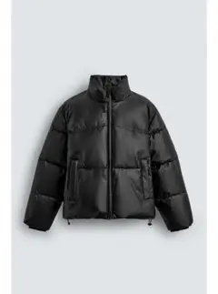 美品】ZARA 撥水パフジャケット 黒 XLダブルジップ ダウンジャケット
