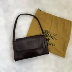 IL BISONTE ダークブラウン レザー ショルダーバッグ 保存袋付き