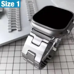 Apple Watch Hバンド ステンレス シルバー ラグジュアリー　S1