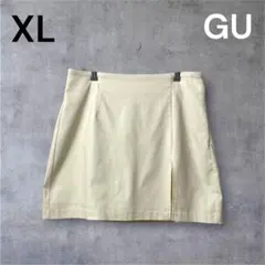 GU ベージュ XL スカートパンツ キュロット スコート 無地 ショート丈 春