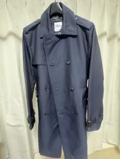 ネイビー ダブルブレスト トレンチコート