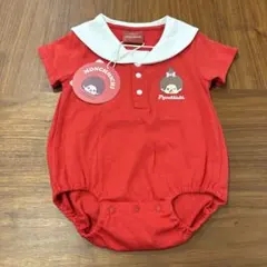 モンチッチ　ロンパース　半袖　襟　レッド　赤　シンプル　70 綿100%