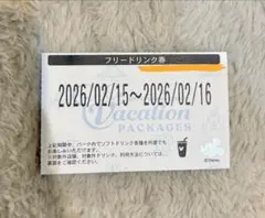 【ネコポス発送】2/15〜2/16 ディズニー　フリードリンク券　チケット