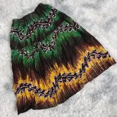 フラダンス用スカート 緑　オレンジ　波模様　レディース